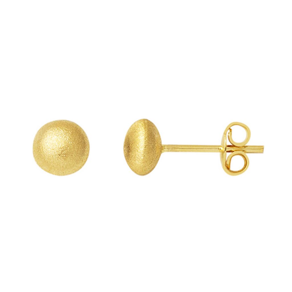 Parıltı Kumlu 14 Carats Yassı Top Or Boucle d&rsquo;Oreille 6 mm.