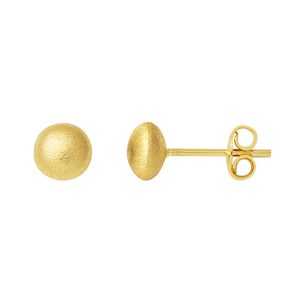 Parıltı Kumlu 14 Carats Yassı Top Or Boucle d&rsquo;Oreille 6 mm.