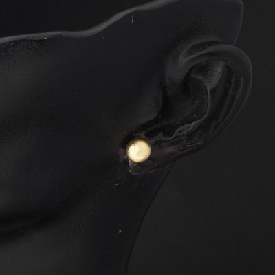 Parıltı Kumlu 14 Ayar Yassı Top Altın Küpe 6 mm. - 14K - 1.11g - EZ Gold