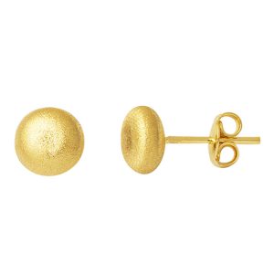 Parıltı Kumlu 14 Karat Yassı Top Gold Earring 7 mm.