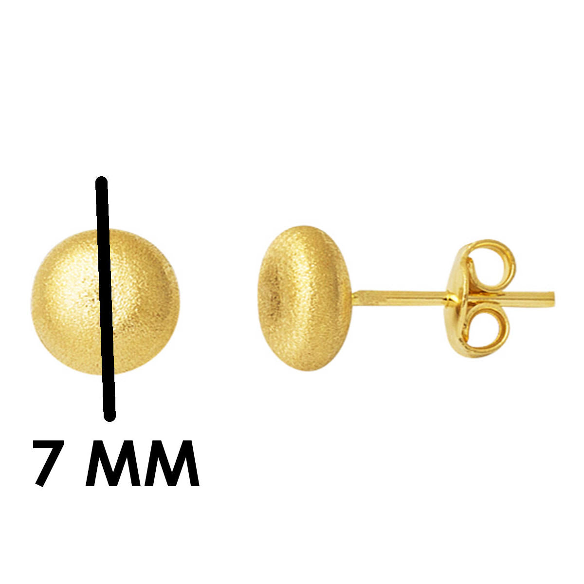 Parıltı Kumlu 14 Ayar Yassı Top Altın Küpe 7 mm. - Görsel 6