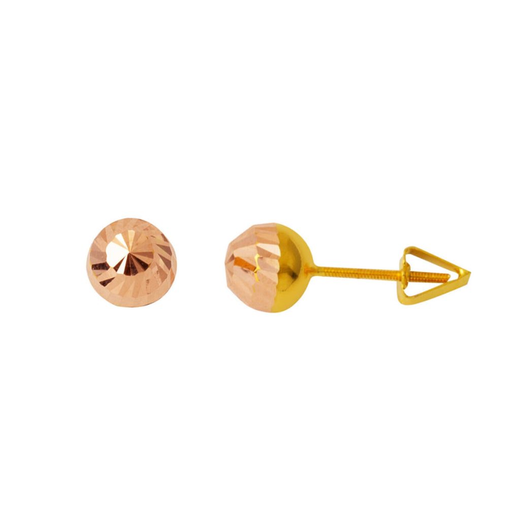 14 Karat Top Gold Earring with Screws 7 mm.