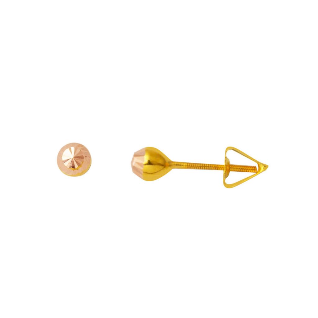 with Screws 4 mm. 14 Karat Top Gold Earring