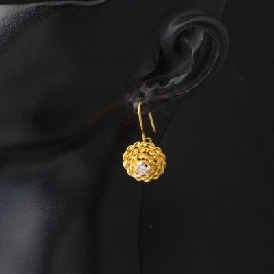 22 Ayar Tek Taşlı Altın Gül Küpe - 22K - 4.5g - EZ Gold