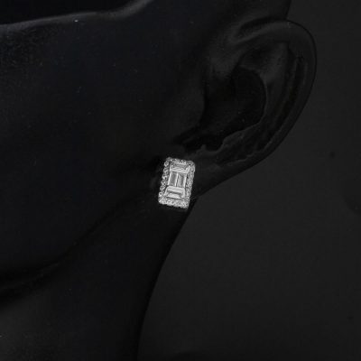 Minimal Beyaz Altın 14 Ayar Baget Küpe - 14K - 1.79g - EZ Gold