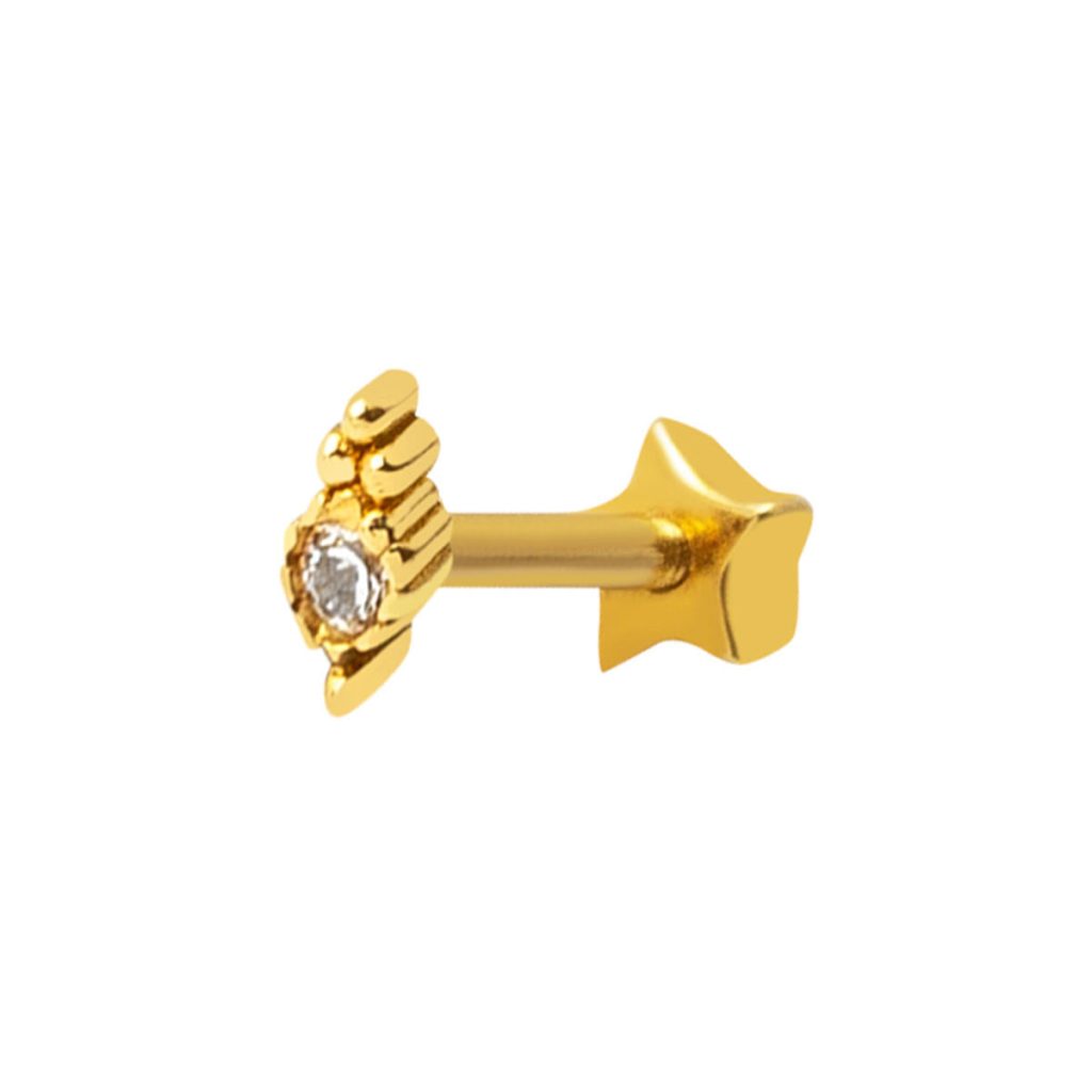 14 Karat Gold Solitaire Tragus Piercing Earring