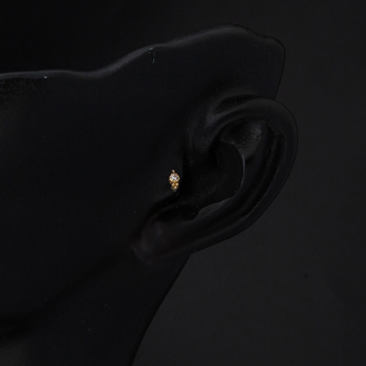 14 Ayar Altın Tektaş Tragus Piercing Küpe - Görsel 2