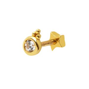 14 Karat Gold Göz Solitaire Tragus Earring