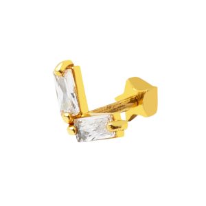14 Carats Or Baguette avec Pierres Tragus Boucle d&rsquo;Oreille