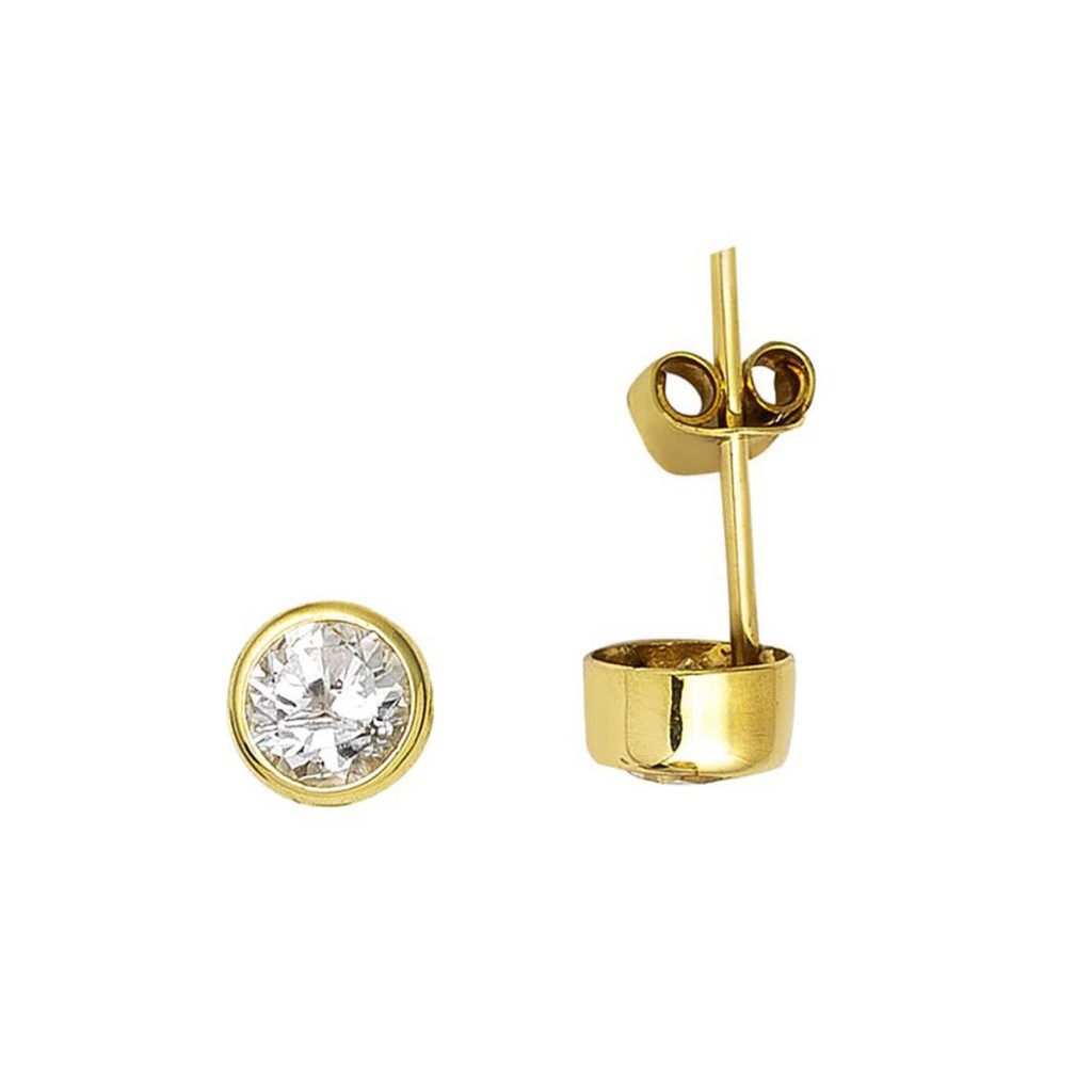 Solitaire 14 Karat Klipsli Gold Earring