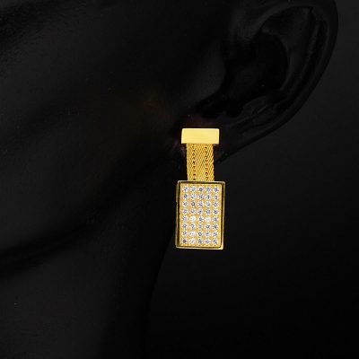Trabzon Mesh 3 Rows Gold Earring - 14K - 4.89g - EZ Gold