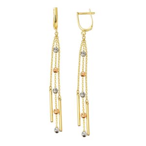 Rüzgar Çanı Beaded Gold Chain Earring