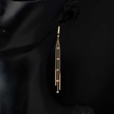 Rüzgar Çanı à Boules Or Zincir Boucle d'oreille - 14K - 3.48g - EZ Gold