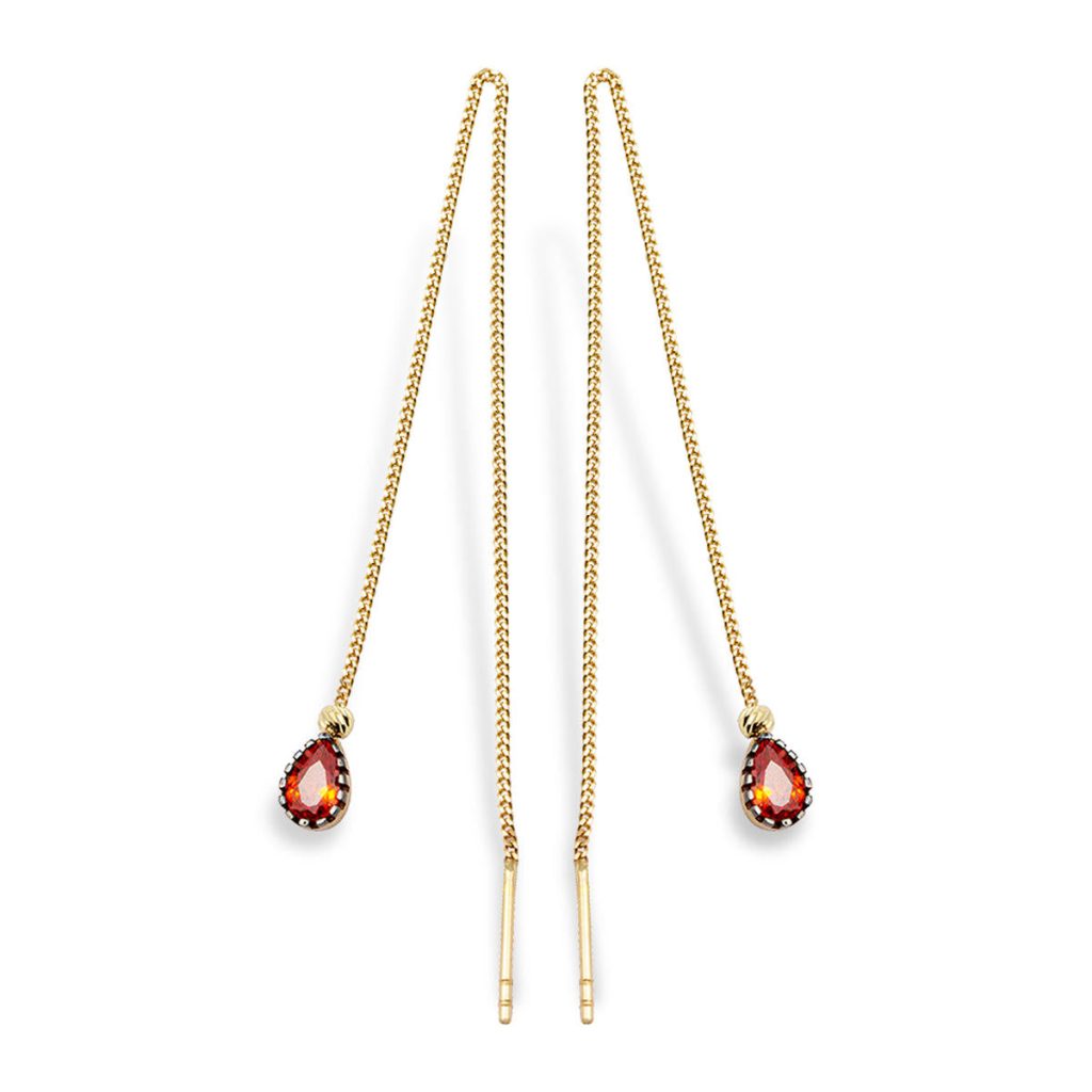 Nar Çiçeği Goutte avec Pierres 14 Carats Or Boucle d&rsquo;Oreille