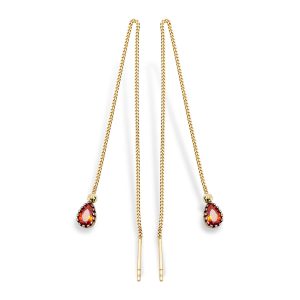 Nar Çiçeği Drop with Stones 14 Karat Gold Earring