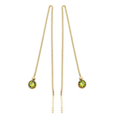 Vert avec Pierres 14 Carats Or Zincir Boucle d'oreille