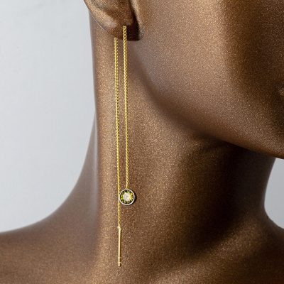 Vert avec Pierres 14 Carats Or Zincir Boucle d'oreille - 14K - 2.35g - EZ Gold