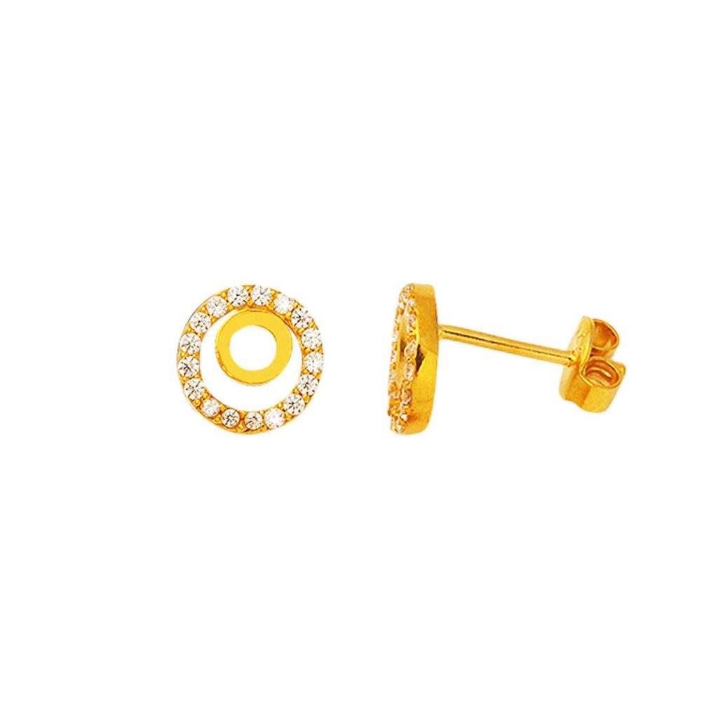 with Stones Hoop 22 Karat Gold Earring