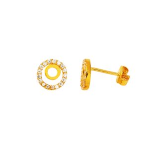 with Stones Hoop 22 Karat Gold Earring