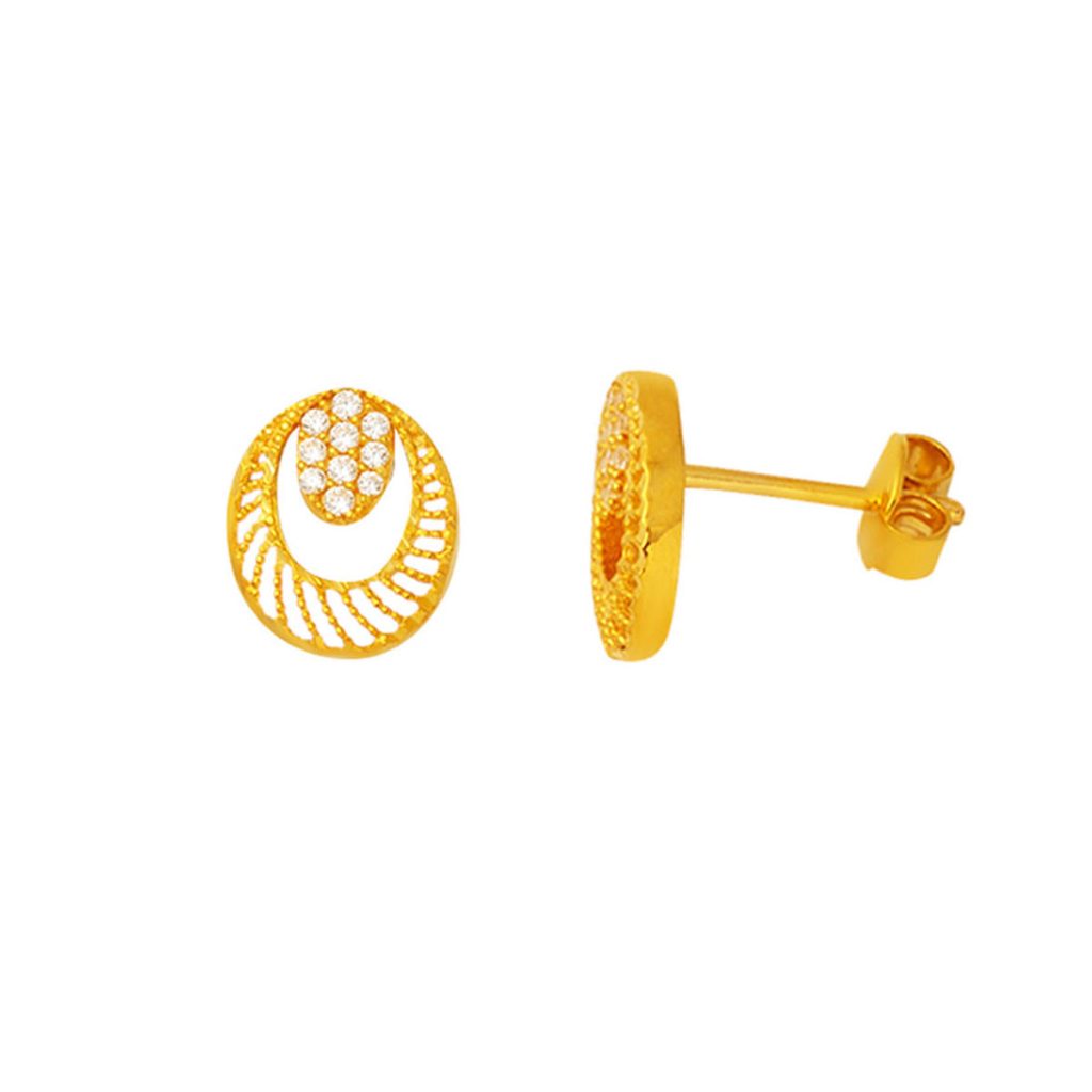 Klipsli 22 Karat with Stones Gold Earring