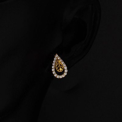 Taşlı Mini Damla 14 Ayar Altın Küpe - 14K - 1.53g - EZ Gold