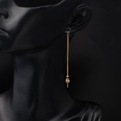 Kedi Gözü avec Pierres 14 Carats Or Zincir Boucle d'oreille - 14K - 1.8g - EZ Gold