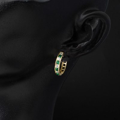 Yeşil Sırataşlı 14 Ayar Altın Genç Küpesi - 14K - 1.51g - EZ Gold