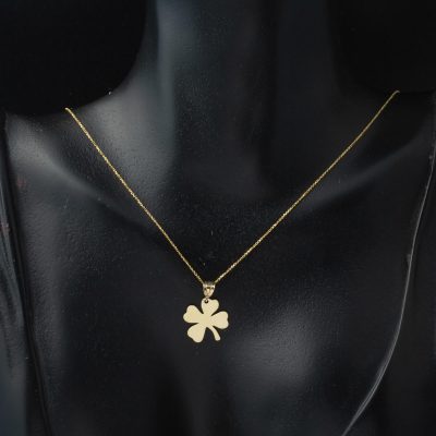 Clover 14K Plaka Gold Necklace - 14K - 1.27g - EZ Gold