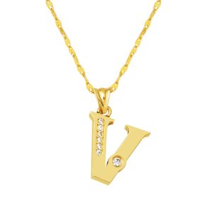V Lettrei Lettera 14 Carats Or Collier