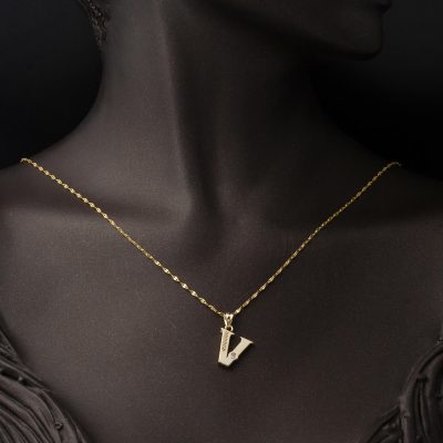 V Lettrei Lettera 14 Carats Or Collier - 14K - 1.98g - EZ Gold
