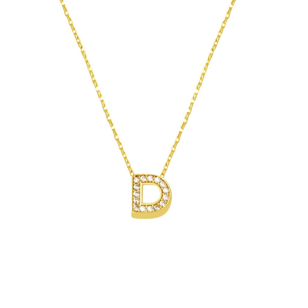 avec Pierres D Lettreli Minimaliste Or Lettre Collier