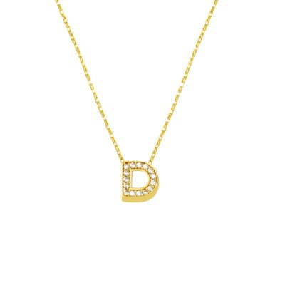 avec Pierres D Lettreli Minimal Or Lettre Collier