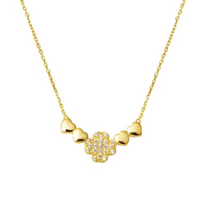 Minimal avec Trèfle Cœur Or Collier