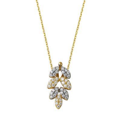 Feuille 14 Carats Or Collier