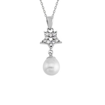 Star avec Perles Blanc Or Collier