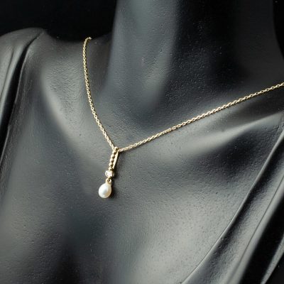 Tropez Baguette avec Pierres avec Perles Or Collier - 14K - 1.7g - EZ Gold