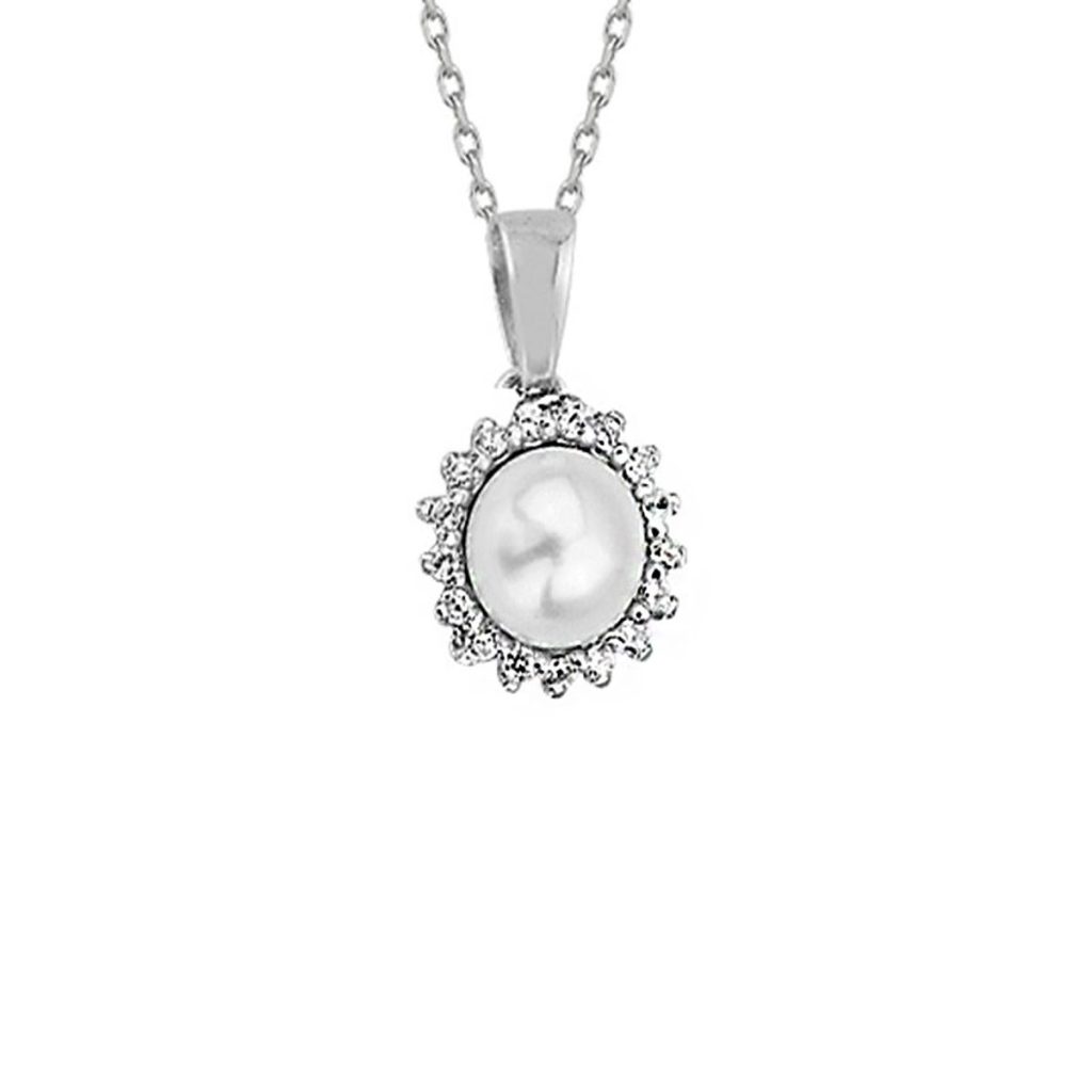 Este de Perles Blanc Or Collier