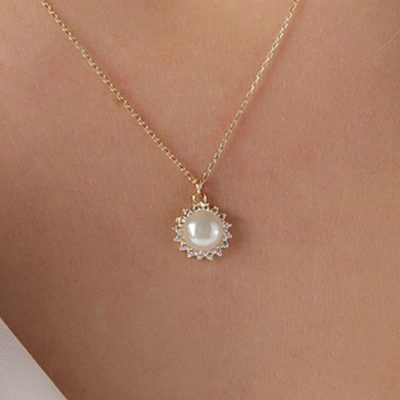 Este avec Perles Blanc Or Collier - 14K - 1.7g - EZ Gold