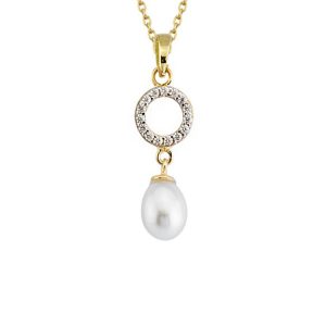 Era Pearl Hoop Gold Necklace
