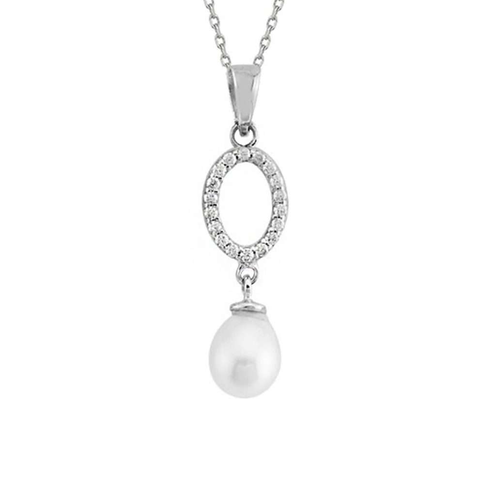 Oval Hoop Pearl Gold Necklace