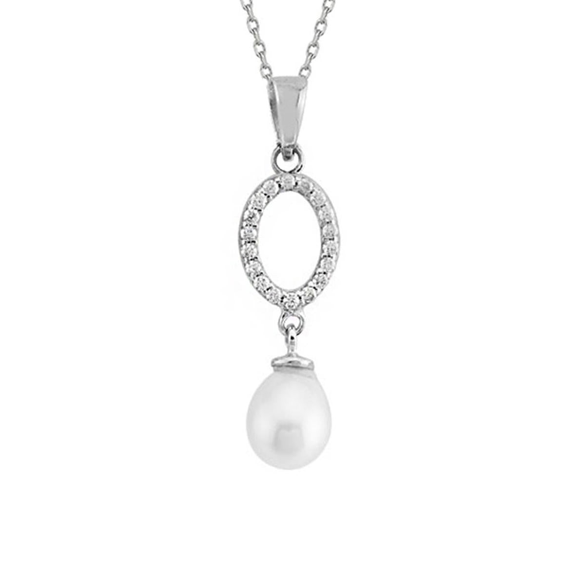 Oval Hoop Pearl Gold Necklace