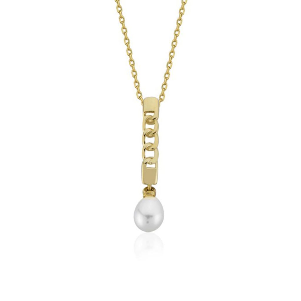 Grasse Pearl Gold Vertical Necklace