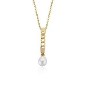 Grasse Pearl Gold Vertical Necklace