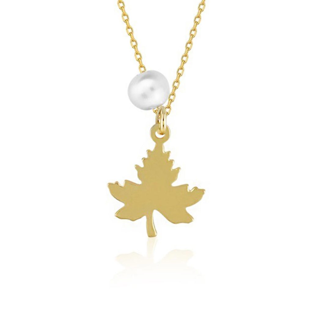 Çınar Yaprağı Pearl Gold Necklace