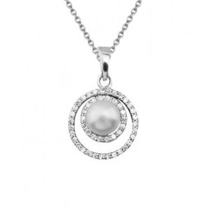 Fidenza de Perles Blanc Or Collier
