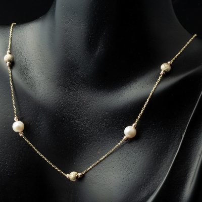 Top Top Altınlı İncili Zincir Kolye - 14K - 3.8g - EZ Gold