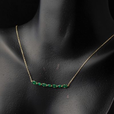 Vert Baguette avec Pierres Or Collier - 14K - 1.85g - EZ Gold