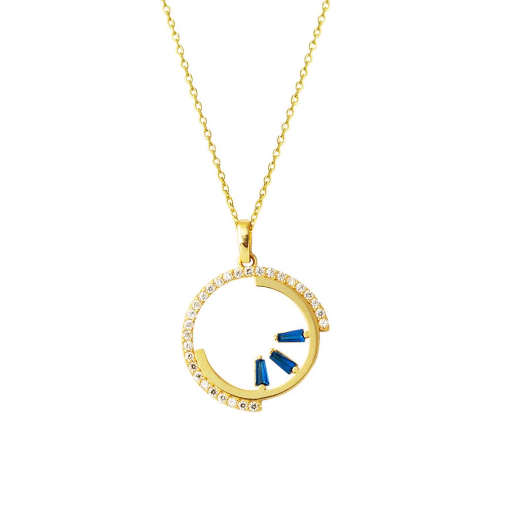 Trendy Baguette with Stones Hoop Gold Necklace