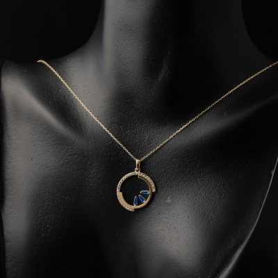 Trend Baguette with Stones Hoop Gold Necklace - 14K - 1.99g - EZ Gold