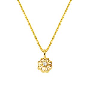 avec Pierres Fleur 14 Carats Or Collier
